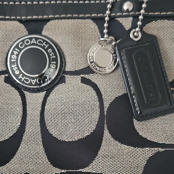 Coach Black and Tan Signature Tote - Picture 2 of 8